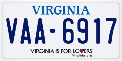 VA license plate VAA6917