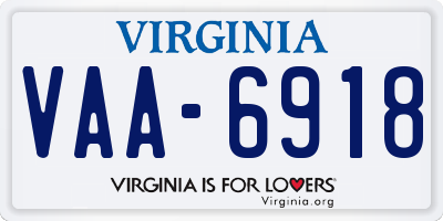 VA license plate VAA6918