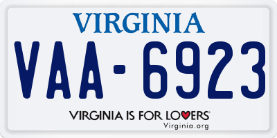 VA license plate VAA6923