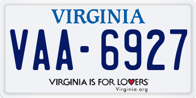 VA license plate VAA6927