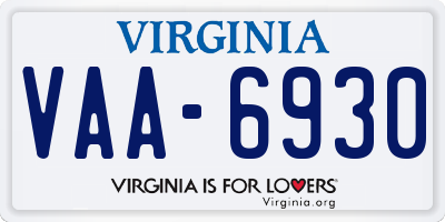 VA license plate VAA6930