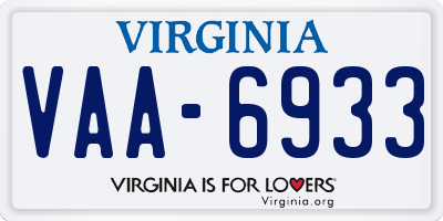 VA license plate VAA6933