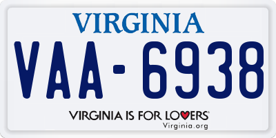 VA license plate VAA6938