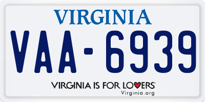 VA license plate VAA6939