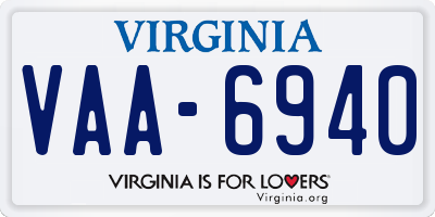 VA license plate VAA6940