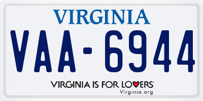 VA license plate VAA6944