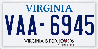 VA license plate VAA6945