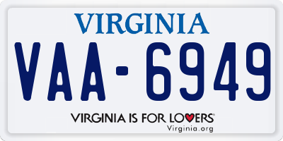 VA license plate VAA6949