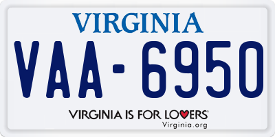 VA license plate VAA6950