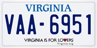 VA license plate VAA6951