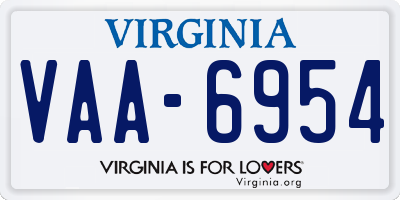 VA license plate VAA6954