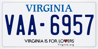 VA license plate VAA6957