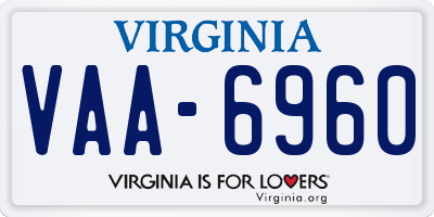 VA license plate VAA6960