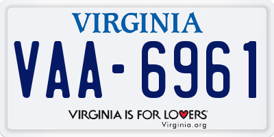 VA license plate VAA6961
