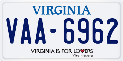 VA license plate VAA6962