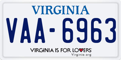 VA license plate VAA6963