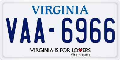 VA license plate VAA6966