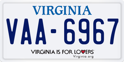 VA license plate VAA6967