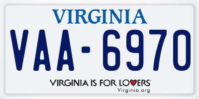 VA license plate VAA6970