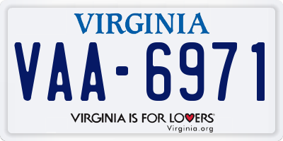 VA license plate VAA6971