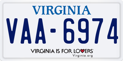 VA license plate VAA6974