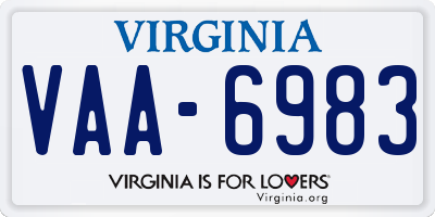 VA license plate VAA6983