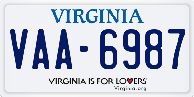 VA license plate VAA6987