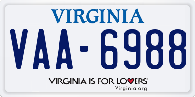 VA license plate VAA6988