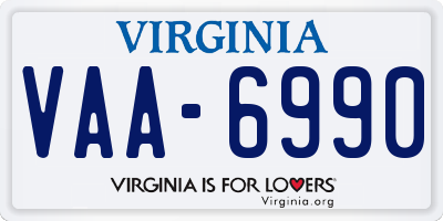 VA license plate VAA6990