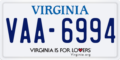 VA license plate VAA6994