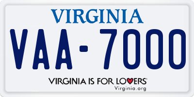 VA license plate VAA7000