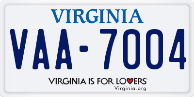 VA license plate VAA7004