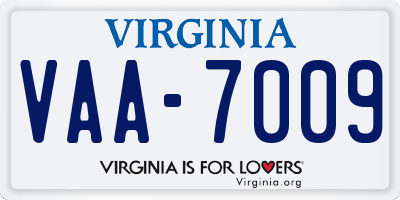 VA license plate VAA7009