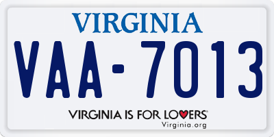 VA license plate VAA7013