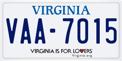 VA license plate VAA7015