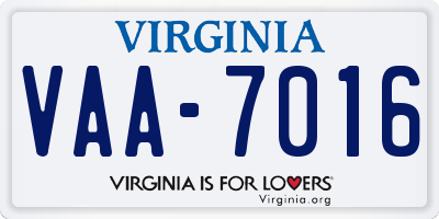 VA license plate VAA7016