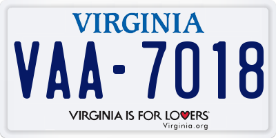 VA license plate VAA7018