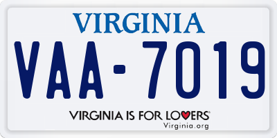 VA license plate VAA7019