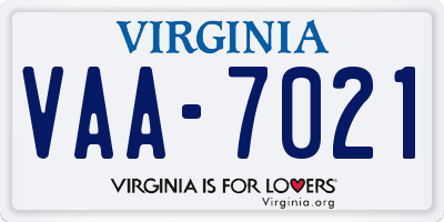 VA license plate VAA7021