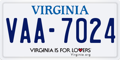 VA license plate VAA7024