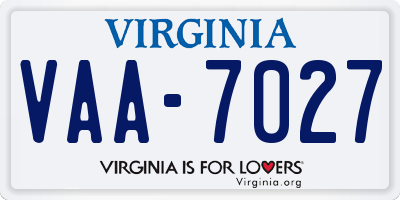 VA license plate VAA7027