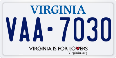 VA license plate VAA7030