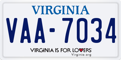 VA license plate VAA7034