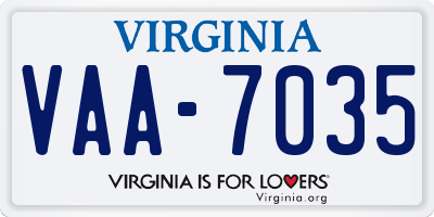 VA license plate VAA7035