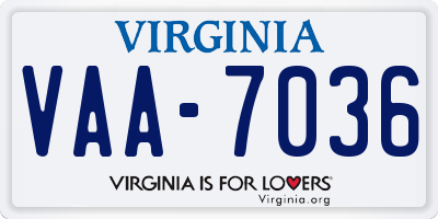 VA license plate VAA7036