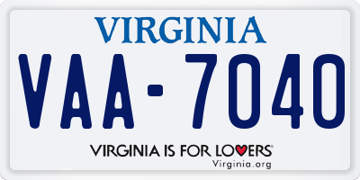 VA license plate VAA7040