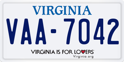 VA license plate VAA7042