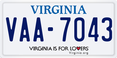 VA license plate VAA7043