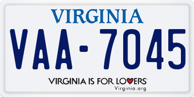 VA license plate VAA7045