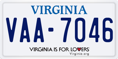 VA license plate VAA7046